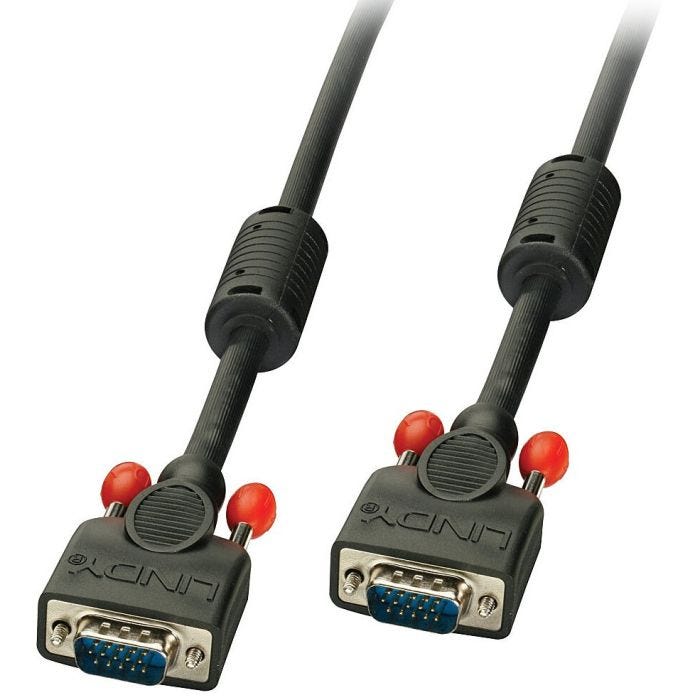 LINDY VGA Cable M/M black 0.5m. 15 Way Male to 15 Way Male