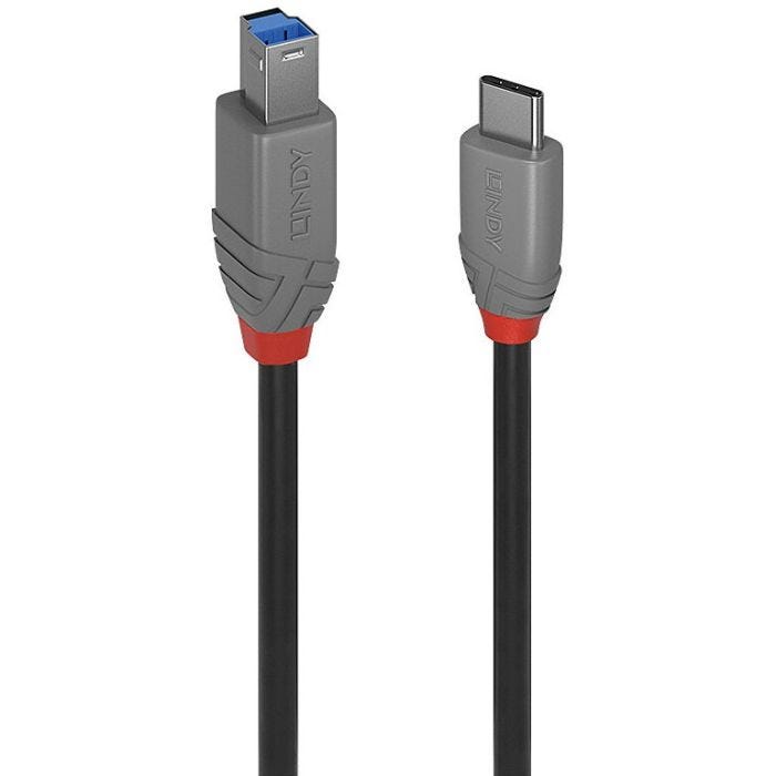 LINDY 0.5m USB 3.2 Type C to B Cable Anthra Line