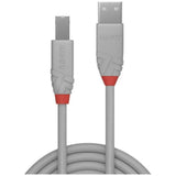 LINDY 2m USB 2.0 Type A to B Cablel Anthra Line USB Type A Male to B Male cool grey