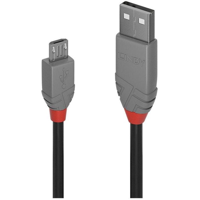 LINDY Câble USB 2.0 type A vers Micro-B Anthra Line 0.2m