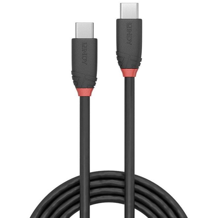 LINDY 0.5m USB 3.1 Type C Cable 3A Black Line