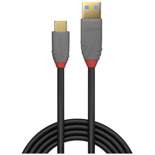 Lindy - Câble USB 3.2 type A vers C, 10Gbit/s, 5A, PD, Anthra Line, 1.5m