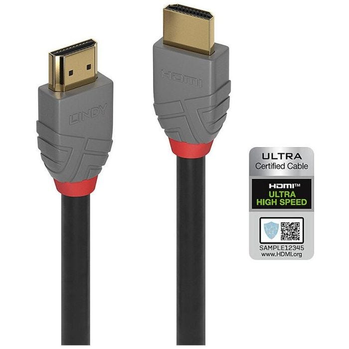 Lindy - Câble HDMI Ultra High Speed, Anthra Line, 0.5m