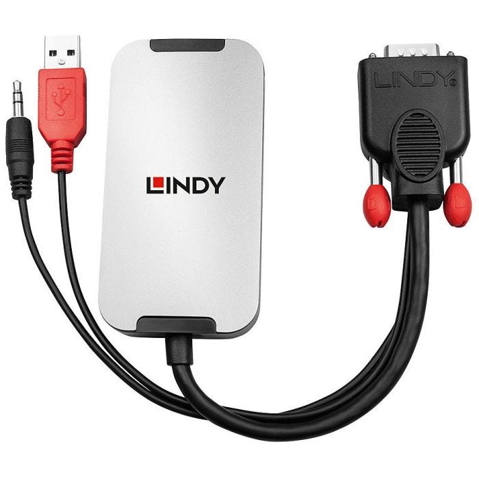 Lindy 38296 câble vidéo et adaptateur Noir, Blanc