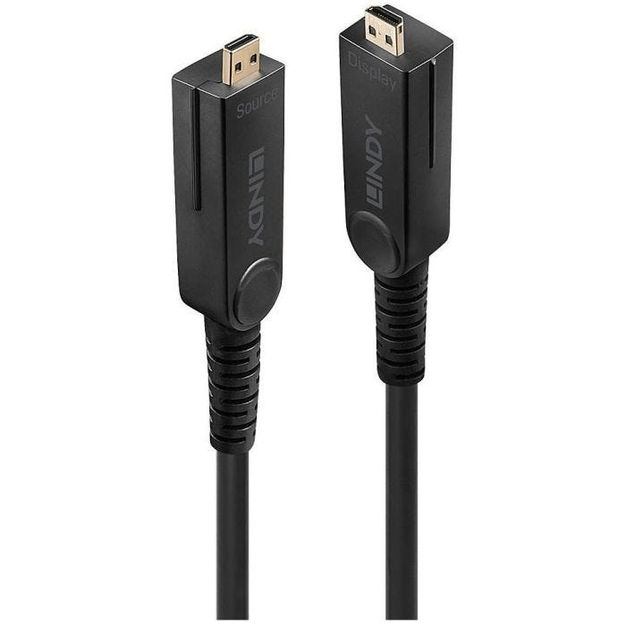 LINDY 20m Fibre Optic Hybrid Micro-HDMI 18G Cable with Detachable HDMI & DVI Connectors