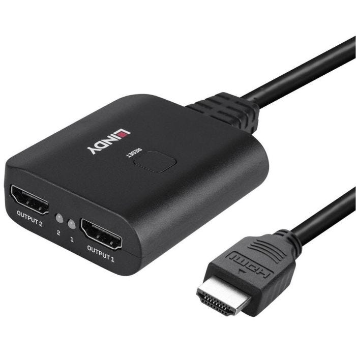 LINDY 2 Port HDMI 4K60 Splitter Cable