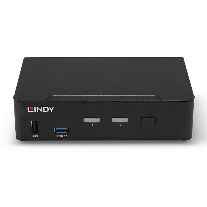 LINDY 2 Port KVM Switch DisplayPort 1.4 Switch between 2 DP equipped PCs from one keyboard mouse and monitor
