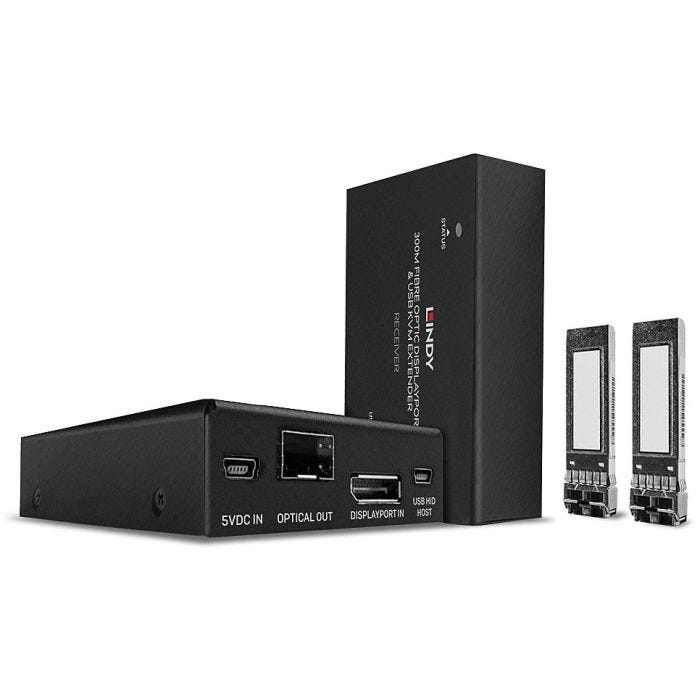 LINDY 300m Fibre Optic DisplayPort 1.2 & USB KVM Extender