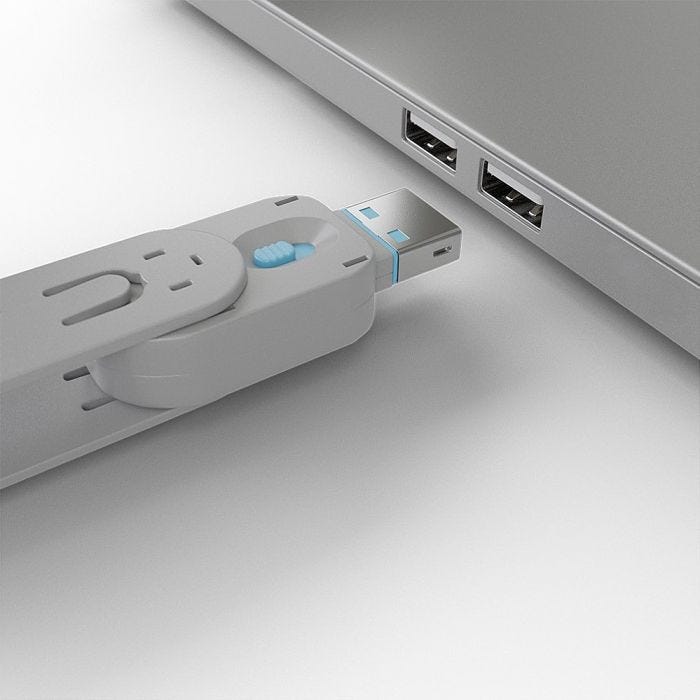 LINDY Clé USB et 4 bloqueurs de ports USB Bleu