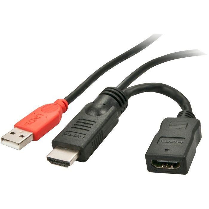 Lindy - Câble HDMI 1.4 injecteur d'alimentation avec USB type A mâle, 15 cm