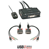 Lindy - Switch KVM DVI-D Single Link, USB 2.0 & audio, 2 ports