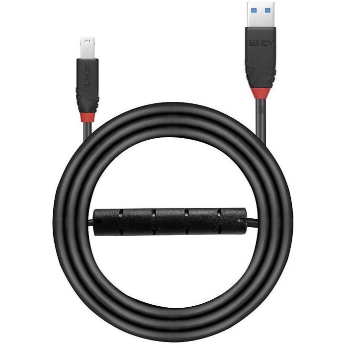 LINDY 10m USB 3.0 Active Cable Slim USB Type A Male to USB Type B Male
