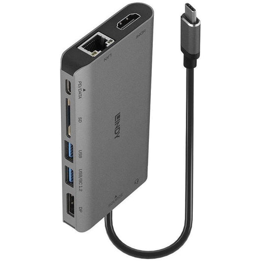 Lindy - DST Mini XT, Mini Docking Station USB C pour Laptop avec prise en charge 4K sur un écran et charge 100W
