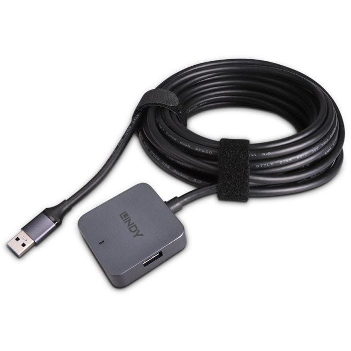 Lindy 43388 hub & concentrateur USB 3.2 Gen 1 (3.1 Gen 1) Type-A 5000 Mbit/s Noir, Gris