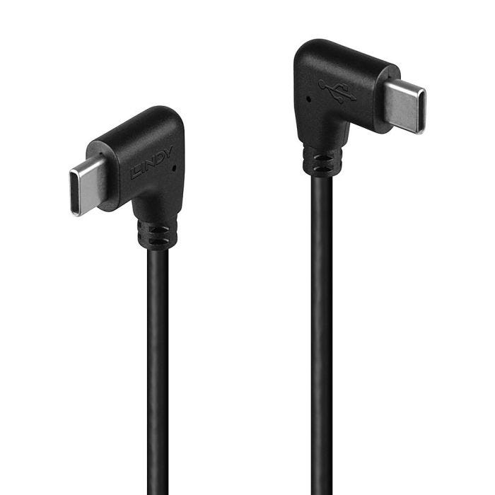 LINDY 0.5m USB 2.0 Type C Cable 2 x 90 Right Angle