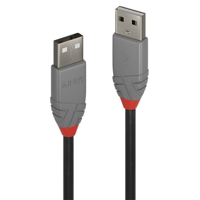 LINDY 0.2m USB 2.0 Type A Cable Anthra Line USB Type A Male to Male