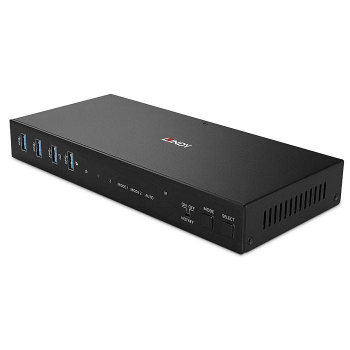 LINDY 2 Port Dual Head HDMI 4K60 USB 3.0 KVM Switch