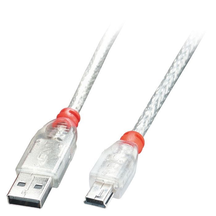 LINDY USB 2.0 Cable A/Mini-B 2m USB High Speed Transparent