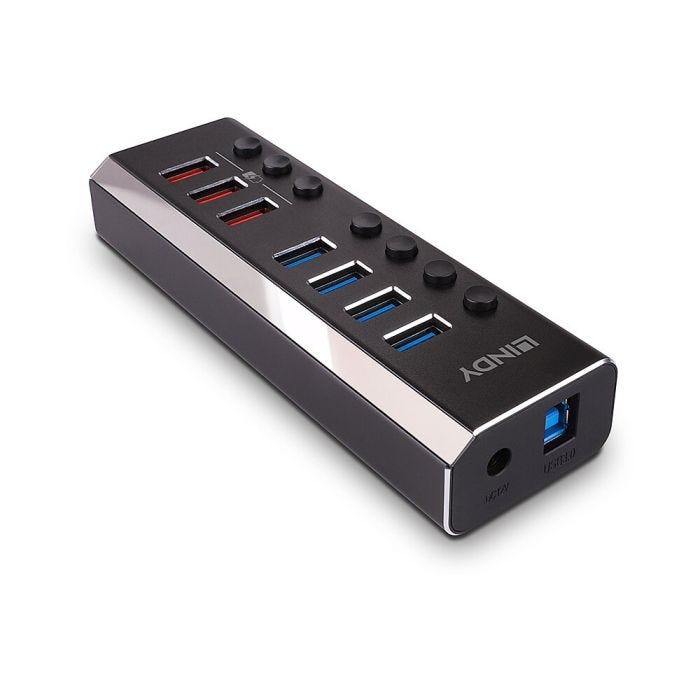 LINDY 4 Port USB 3.0 Hub with 3 Quick Charge 3.0 Ports