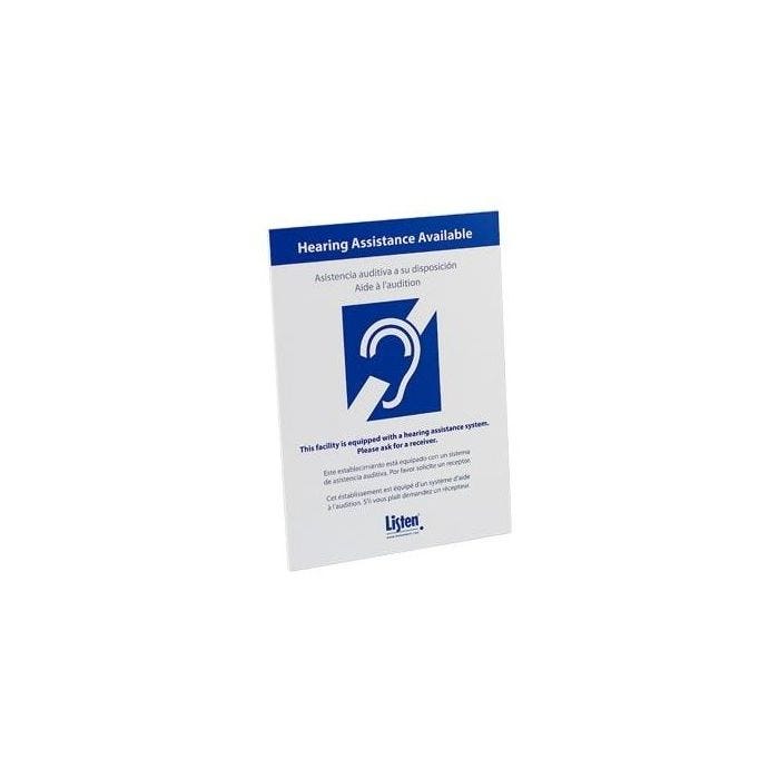 Listen MultiLingual Assistive Listening Notification Sign
