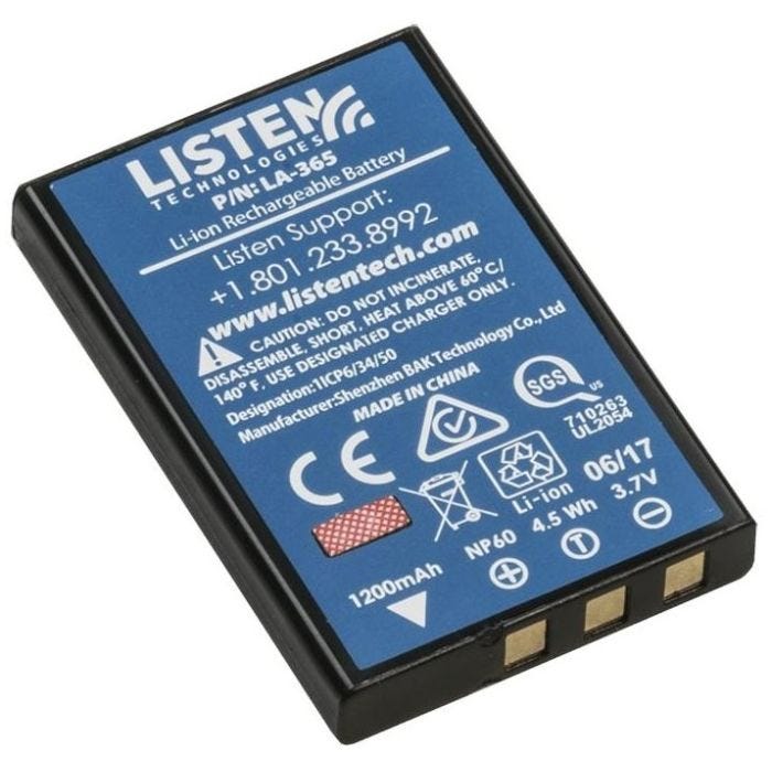 Listen LA-365 Batterie Li-ion rechargeable de rechange pour émetteurs / récepteurs ListenTalk