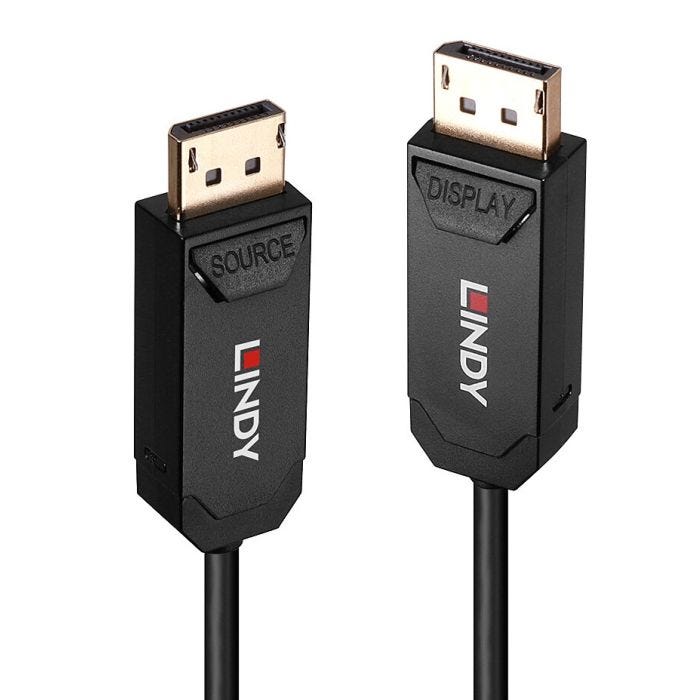 LINDY 50m Fibre Optic Hybrid DP 2.0 UHBR10 Cable