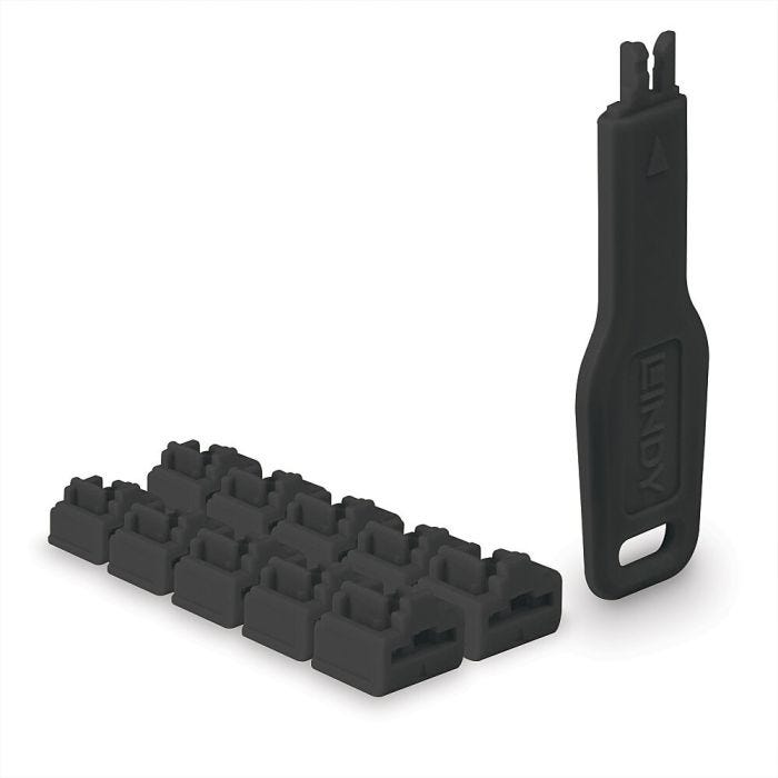 LINDY RJ45 Port Locks Black 10x + 1 Key