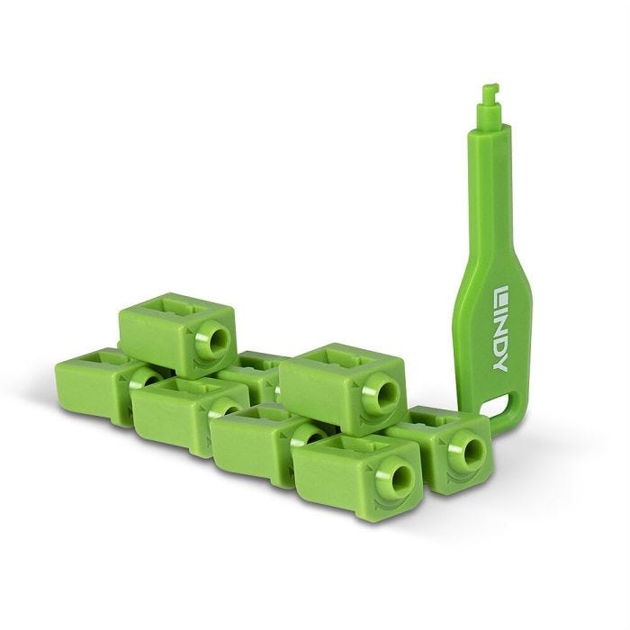 LINDY SFP Port Locks Green 10x + 1 Key
