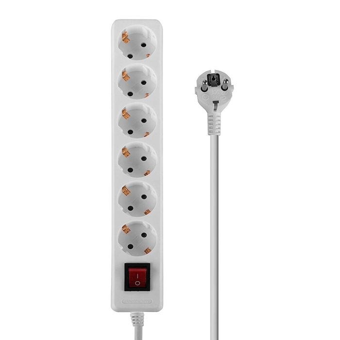 LINDY Mains 6 way gang socket with on/off switch