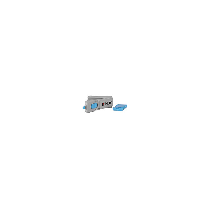 Lindy DisplayPort Port Blocker - 4 pieces + key, Blue