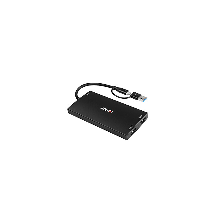 LINDY USB Type A and C to Dual HDMI 4K60 Converter