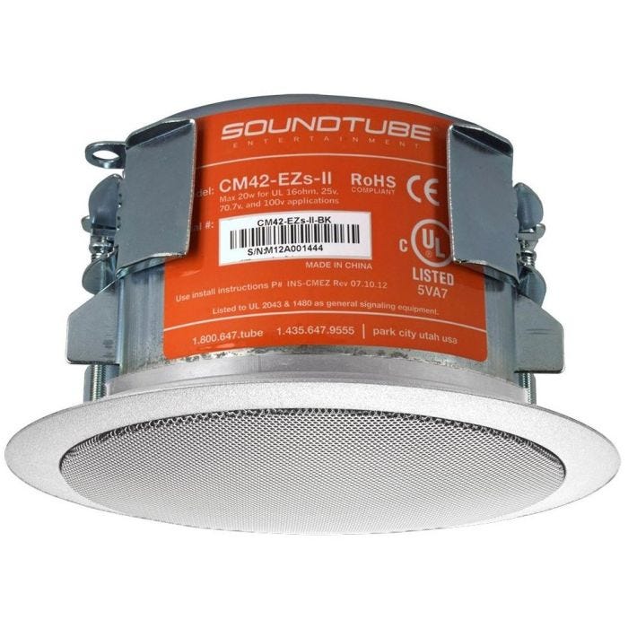 SoundTube Entertainment CM42-EZS-II-WH Enceinte encastrable HP 4"+ tweeter, 20W en 100V. EN54-24, slim blanc
