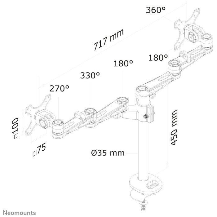 NEOMOUNTS FPMA-D935DG Support décran à fixer 10-27p