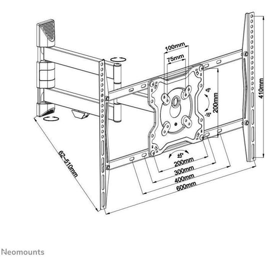 Neomounts FPMA-W460BLACK Support Mural pour Écran (Orientable, 42-70 pouces)