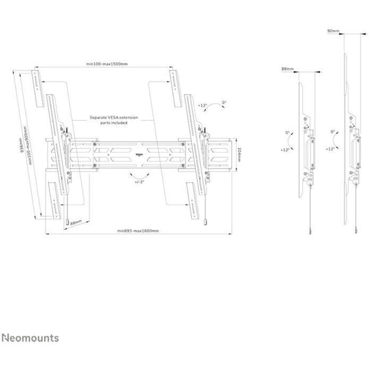 Neomounts WL35S-950BL19 Support mural inclinable (55-110 pouces)