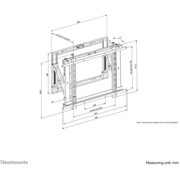 NEOMOUNTS WL95-800BL1 Support mural pour Videowall 42-70p - push-pull - max 35 kg