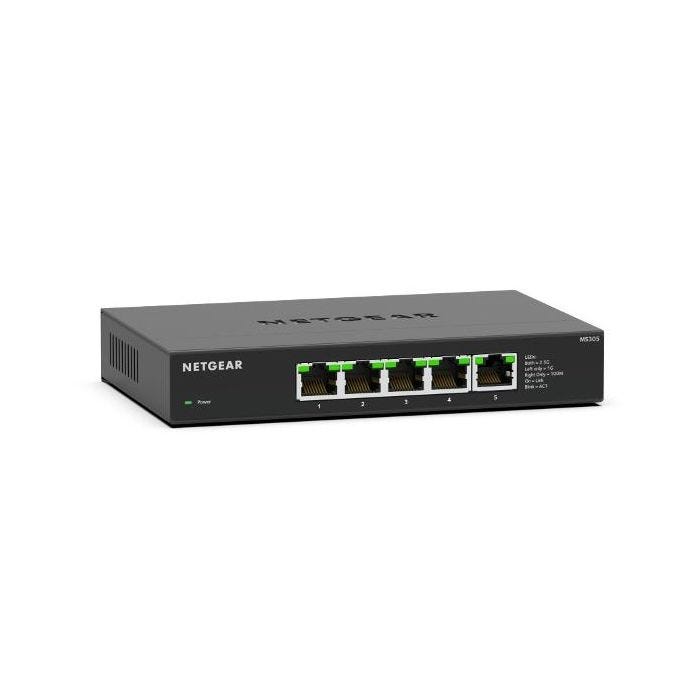 NETGEAR MS305 5-port multi-gig 2.5G Unmanaged Switch Metal Housing Fanless for Desktop and Wall Mounting
