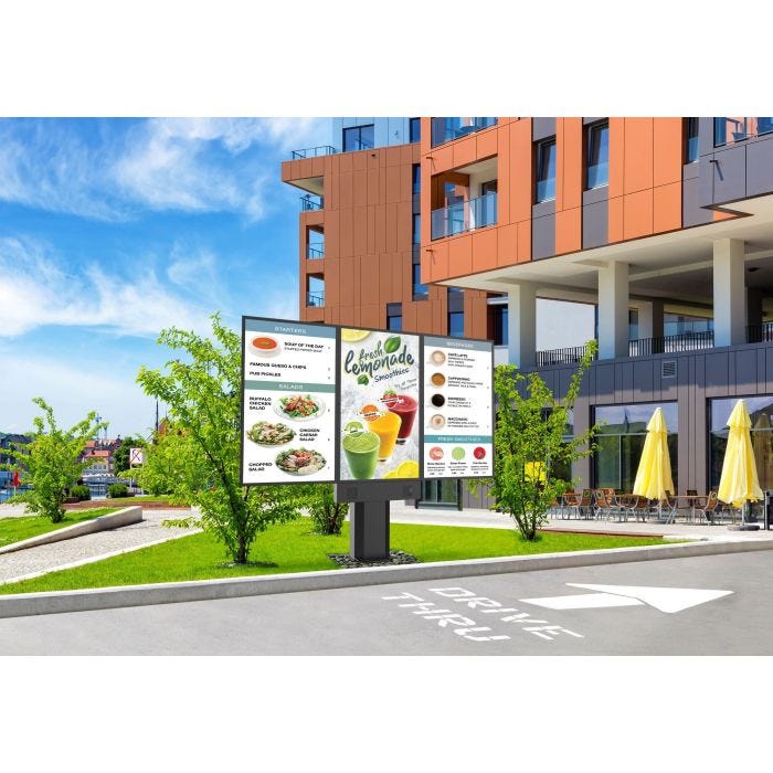 Peerless 55in Digital Signage Menu Board Kiosk for Triple Outdoor