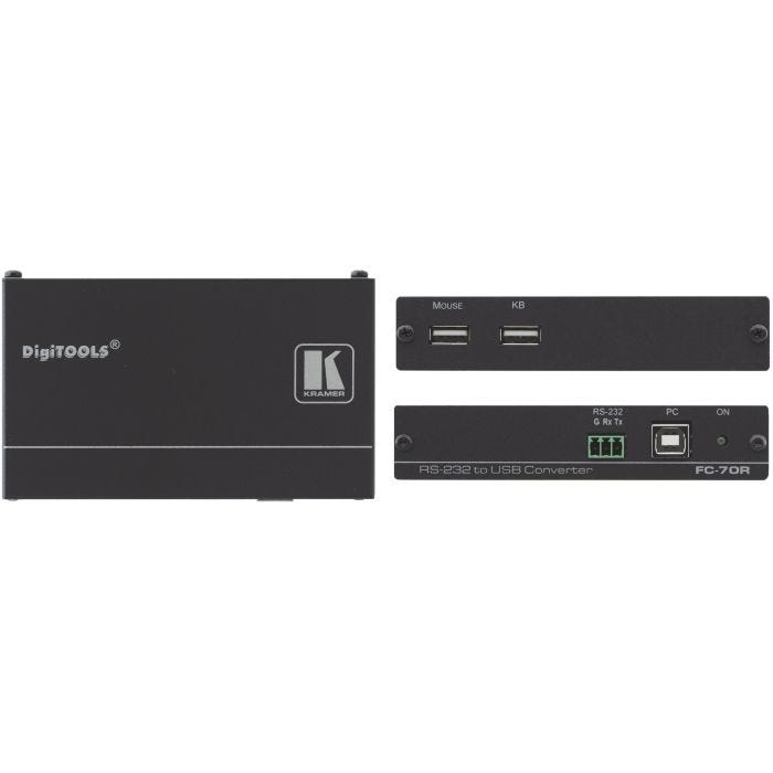 Kramer Electronics FC-70R convertisseur série, répéteur et isolateur USB 2.0 RS-232 Noir