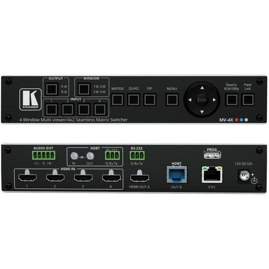 Kramer Electronics MV-4X Commutateur de matrice AV 12 W