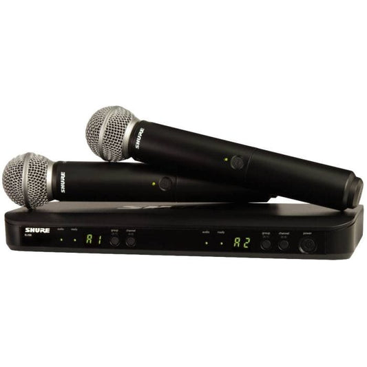 Shure BLX288E/SM58-K3E Système comprenant 1 récepteur double BLX88 et 2 émetteurs à main BLX2/SM58, 518-542MHz (606-630 MHz)