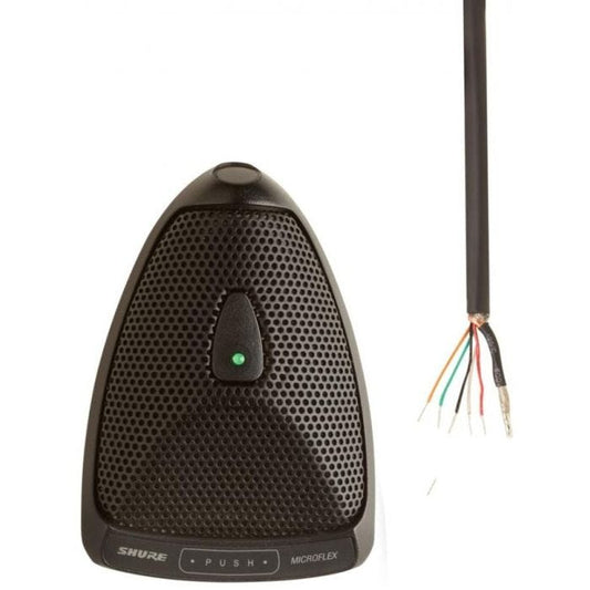 Shure MX392BE / O Micro à effet de surface, sortie sur le dessous, capsule omnidirectionnelle, avec switch et LED verte, noir