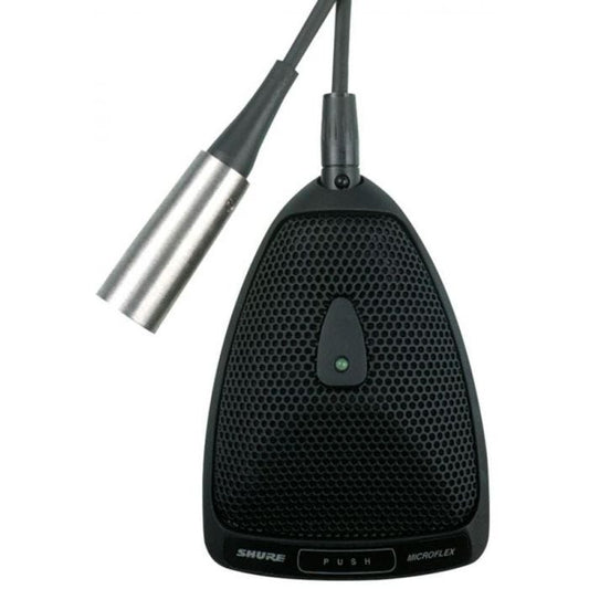 Shure MX393 / S Micro à effet de surface, avec préampli XLR 3 broches, capsule super-cardioïde, avec switch et LED verte, noir