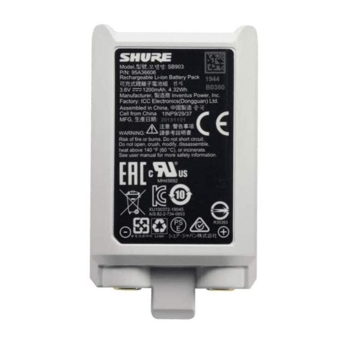Shure SB903 Batterie rechargeable (Li-Ion) pour émetteurs SLX-D
