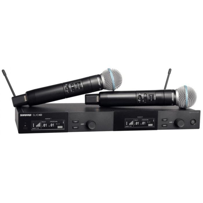 Shure SLXD24DE / B58-J53 Système comprenant 1 récepteur double SLXD4D et 2 émetteurs à main SLXD2 / B58 (562-606MHz)
