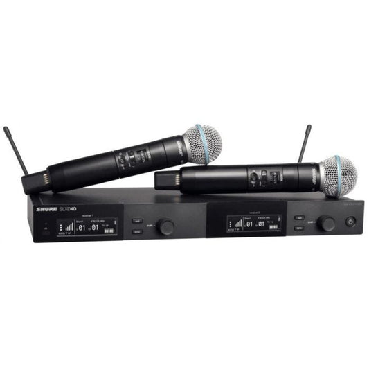 Shure SLXD24DE / B58-K59 Système comprenant 1 récepteur double SLXD4D et 2 émetteurs à main SLXD2 / B58 (606-650 MHz)