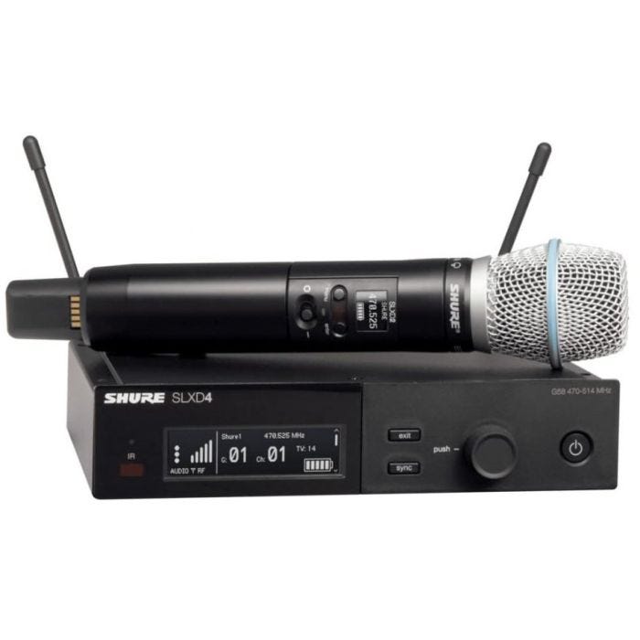 Shure SLXD24E/B87A-G59 Système comprenant 1 récepteur SLXD4 et 1 émetteur à main SLXD2/B87A (470-514 MHz)