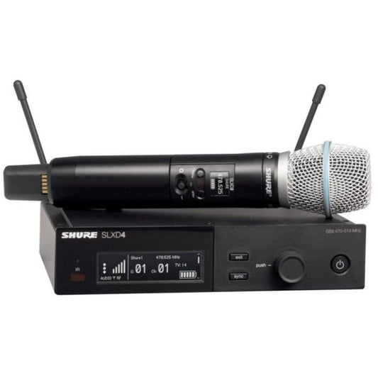 Shure SLXD24E/B87A-G59 Système comprenant 1 récepteur SLXD4 et 1 émetteur à main SLXD2/B87A (470-514 MHz)