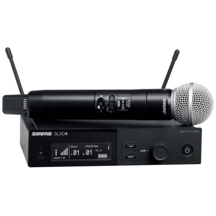 Shure SLXD24E/SM58-G59 Système comprenant 1 récepteur SLXD4 et 1 émetteur à main SLXD2/SM58 (470-514 MHz)