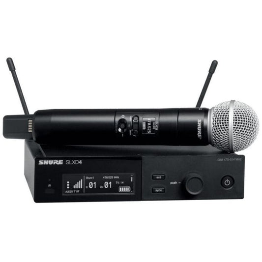 Shure SLXD24E/SM58-H56 Système comprenant 1 récepteur SLXD4 et 1 émetteur à main SLXD2/SM58 (518-562 MHz)l